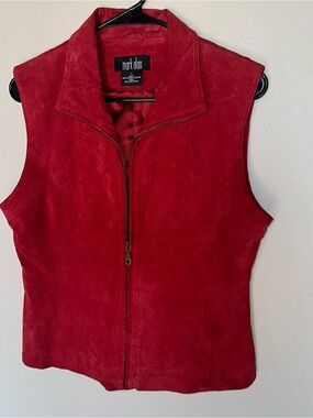 Mark Alan 90s Vintage Red Suede Zip-Front Vest